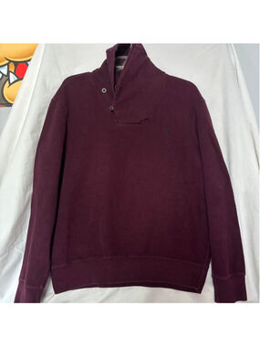 Vintage Ralph Lauren men’s burgundy quarter button sweatshirt Size L #preppy #p